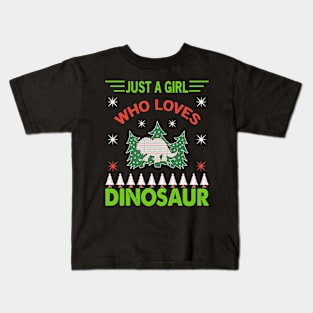 Just a girl who loves dinosaur Christmas edition Kids T-Shirt